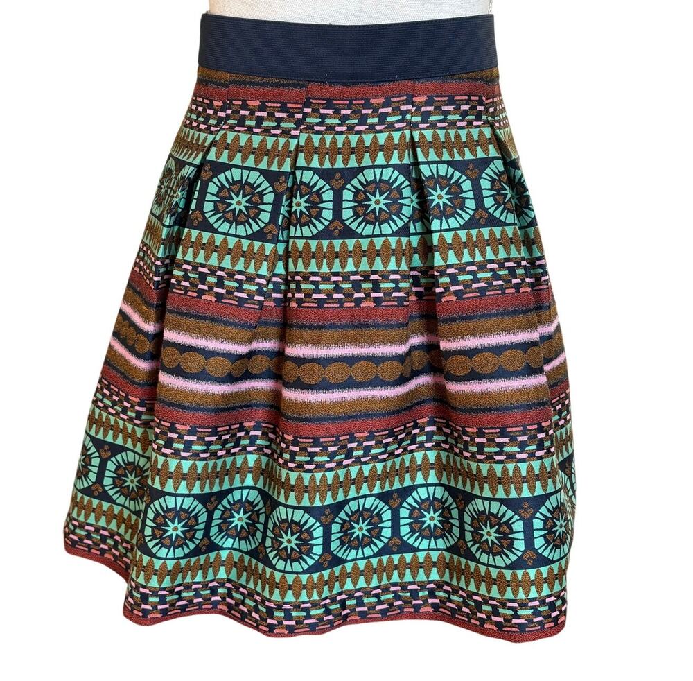 Nomad by Morgan Carper Teal Boho Fit & Flare Casual Skirt Size 6